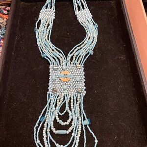 Chic Multi-Strand Blue Beaded Necklace
